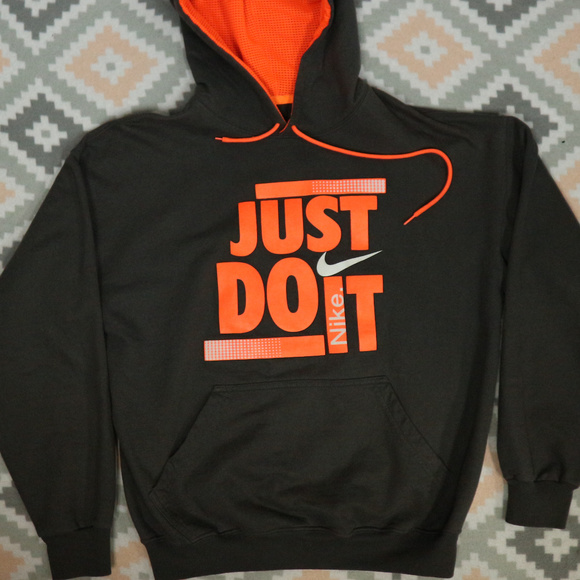 Nike Other - NIKE Just Do It Neon Orange Charcoal Gray Hoodie